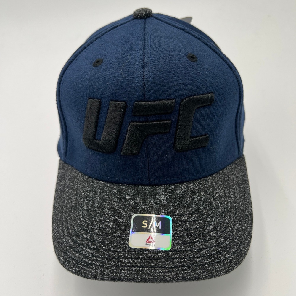 Reebok UFC Hat Mens SM Navy Blue Gray Stretch Fit Official Licensed Cap NEW